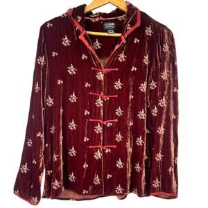 Citron Santa Monica | S | Velvet Top Jacket Blazer Embroidered Women's Pink